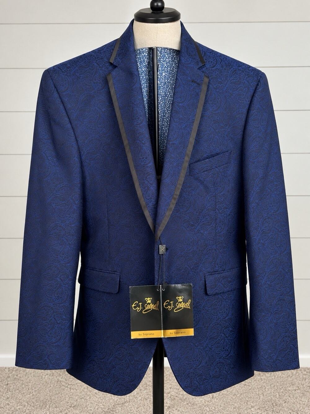 ej samuel blazer navy blue Paisley Men’s Size 50 NWT